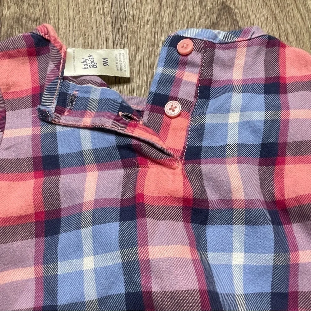 OshKosk B’gosh Shirt - One Piece | Baby 9 months | Pink Blue Plaid